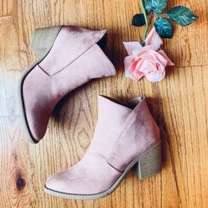Mauve Faux Suede Ankle Boot